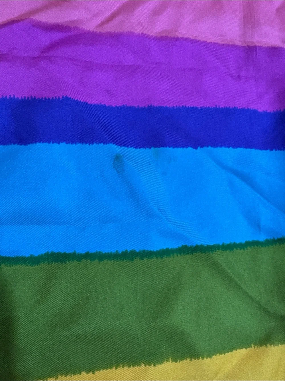 Vintage Echo Scarf - vibrant stripes, some spots. Approx. 62”x 15”